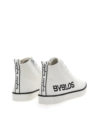 Byblos 122 hohe Sneakers aus weißem und schwarzem Canvas