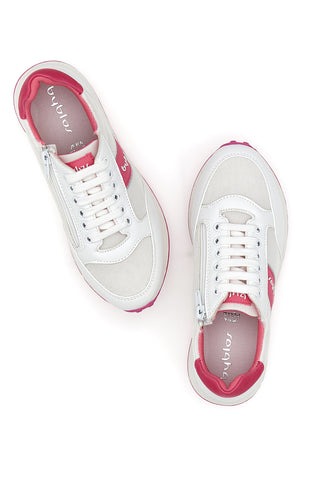 Byblos 152 Freizeit-Sneaker in Weiß und Fuchsia mit hoher Sohle