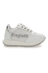 Sneakers Sporty Chic L. Biagiotti 7841 Bianche Top con glitter