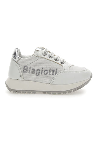 Sneakers Sporty Chic L. Biagiotti 7841 Bianche Top con glitter