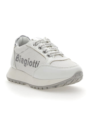 Sneakers Sporty Chic L. Biagiotti 7841 Bianche Top con glitter