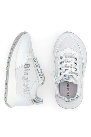 Sneakers Sporty Chic L. Biagiotti 7841 Bianche Top con glitter