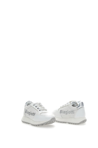 Sneakers Sporty Chic L. Biagiotti 7841 Bianche Top con glitter