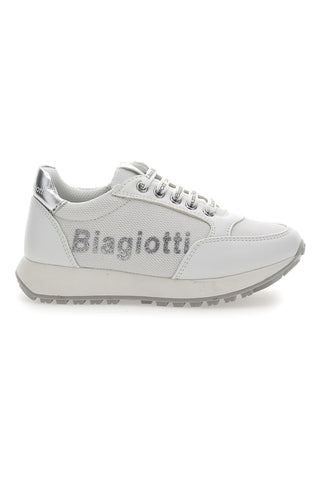 Sneakers Chic L. Biagiotti 7841 Bianche Top con glitter