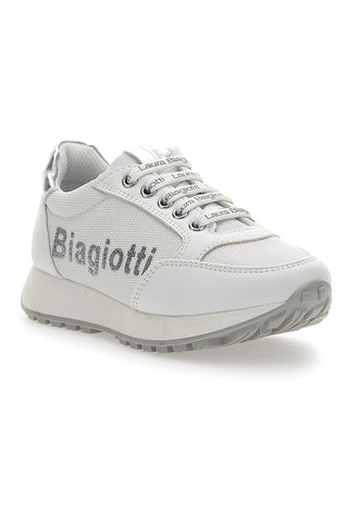 Sneakers Chic L. Biagiotti 7841 Bianche Top con glitter
