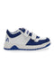 Asso 13141 Weiße und blaue niedrige Sneakers mit Lederinnensohle