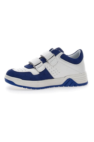 Asso 13141 Weiße und blaue niedrige Sneakers mit Lederinnensohle