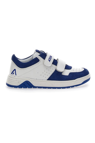 Asso 13141 Weiße und blaue niedrige Sneakers mit Lederinnensohle