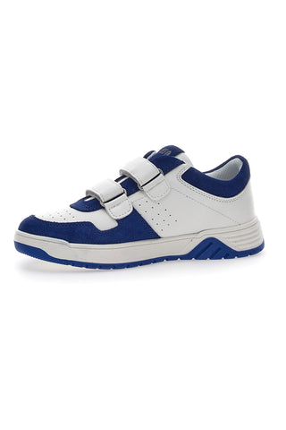 Asso 13141 Weiße und blaue niedrige Sneakers mit Lederinnensohle