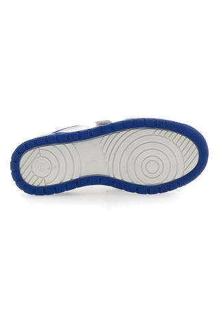 Asso 13141 Weiße und blaue niedrige Sneakers mit Lederinnensohle