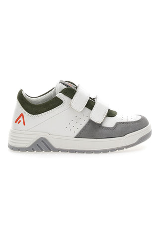 Asso 13141 Weiße und grüne niedrige Sneakers mit Lederinnensohle