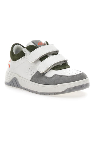 Asso 13141 Weiße und grüne niedrige Sneakers mit Lederinnensohle