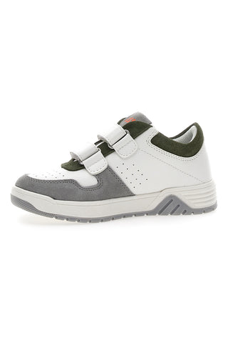 Asso 13141 Weiße und grüne niedrige Sneakers mit Lederinnensohle