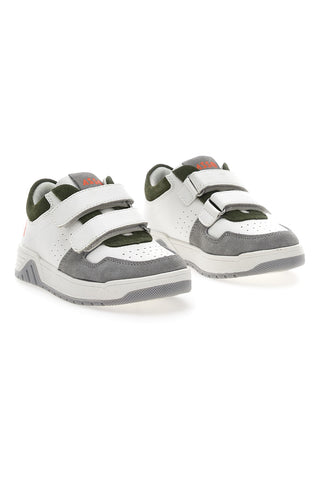 Asso 13141 Weiße und grüne niedrige Sneakers mit Lederinnensohle