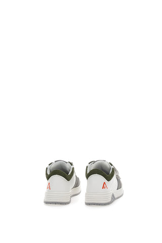 Asso 13141 Weiße und grüne niedrige Sneakers mit Lederinnensohle