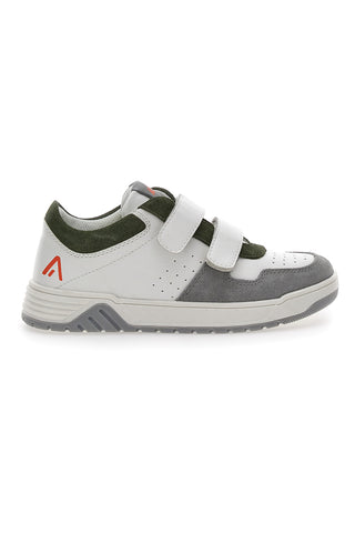 Asso 13141 Weiße und grüne niedrige Sneakers mit Lederinnensohle