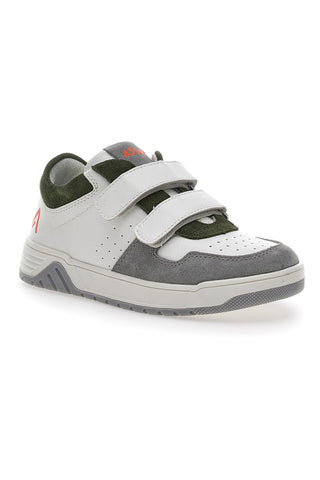 Asso 13141 Weiße und grüne niedrige Sneakers mit Lederinnensohle