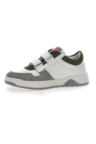 Asso 13141 Weiße und grüne niedrige Sneakers mit Lederinnensohle