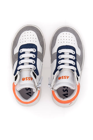 Asso 13142 Hohe Freizeit-Sneaker in Weiß, Blau, Orange