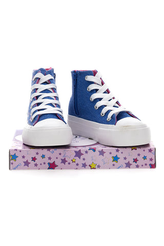 Sneakers flatform Charlotte 7901 in tela Denim