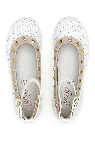 Syssy 14512 Ballerinas in Weiß und Beige
