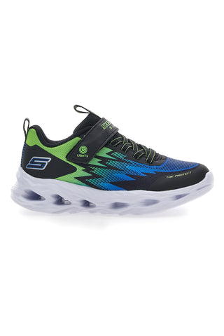 Sneakers Skechers S Lights Vortex Flash Zorent Verdi e Nere