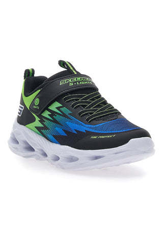 Sneakers Skechers S Lights Vortex Flash Zorent Verdi e Nere