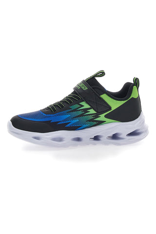Sneakers Skechers S Lights Vortex Flash Zorent Verdi e Nere