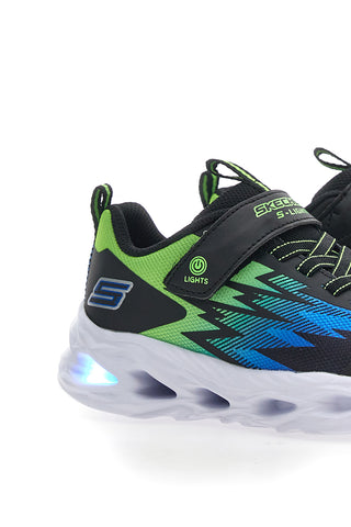Sneakers Skechers S Lights Vortex Flash Zorent Verdi e Nere