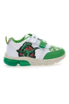 Weiße und grüne Turnschuhe mit Dinosaurierlichtern 7240