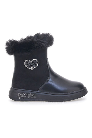 Schwarze Stiefeletten mit Fell Danke 14214