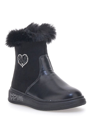 Schwarze Stiefeletten mit Fell Danke 14214