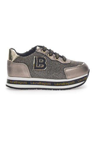 Laura Biagiotti 8711 Taupefarbene Glitzer-Sneaker