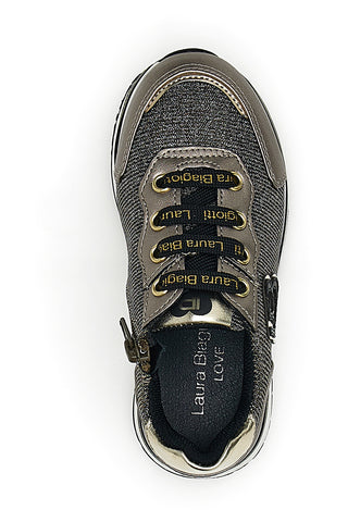Laura Biagiotti 8711 Taupefarbene Glitzer-Sneaker