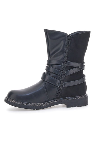 Schwarze Stiefeletten mit Schnalle Energy 605