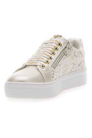 Elfenbeinfarbene Sneakers mit Plateau Laura Biagiotti 8321