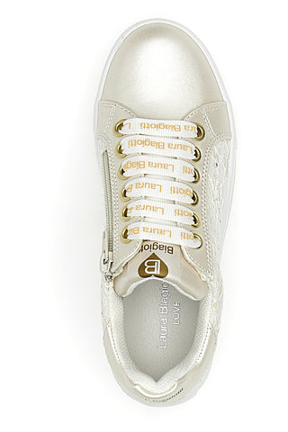 Elfenbeinfarbene Sneakers mit Plateau Laura Biagiotti 8321