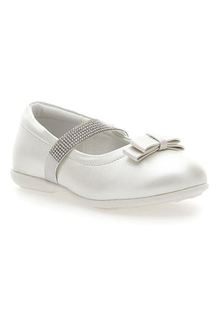 Perlweiße Ballerinas mit Strasssteinen Energy 522