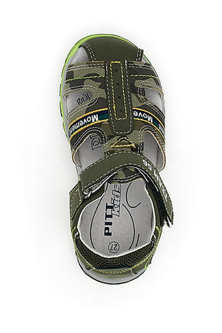Sandali con Velcro Verde Oliva Pitt Kids 14365
