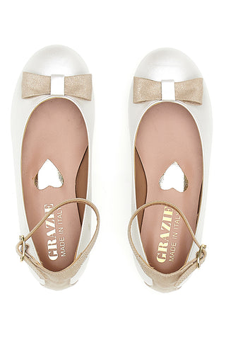 Weiße Ballerinas mit Schleife Graie Girl 409