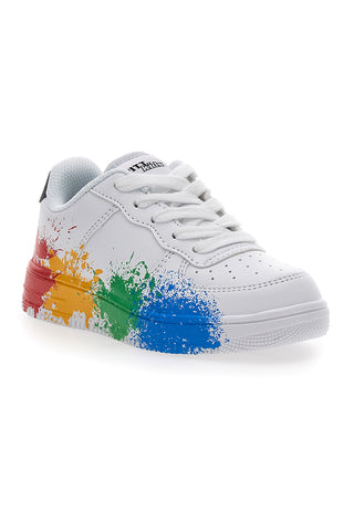 Sneakers Bianche Con Stampa Colorata Pitt Kids 191562