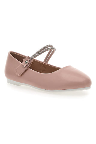 Rosa Ballerinas mit Strasssteinen und Blumenapplikation Pitt Kids 392450