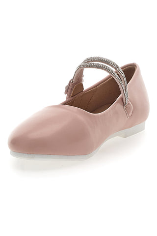 Rosa Ballerinas mit Strasssteinen und Blumenapplikation Pitt Kids 392450