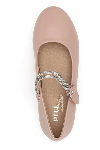 Rosa Ballerinas mit Strasssteinen und Blumenapplikation Pitt Kids 392450