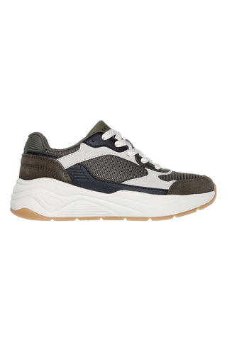 Olivgrüne und beige Turnschuhe Skechers Nova Jogger