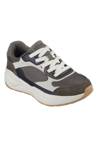 Olivgrüne und beige Turnschuhe Skechers Nova Jogger