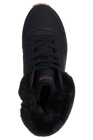 Schwarze Mid-Cut-Sneaker mit Fell Skechers Uno Fall Air