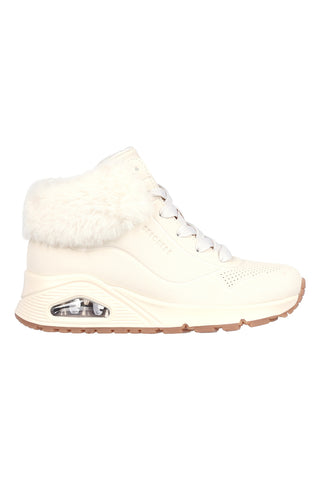 SKECHERS UNO FALL AIR weiße gepolsterte Mid-Cut-Sneaker mit Reißverschluss