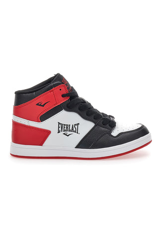Weiße, schwarze und rote Mid-Cut-Sneaker mit Everlast 716-Schnürsenkeln