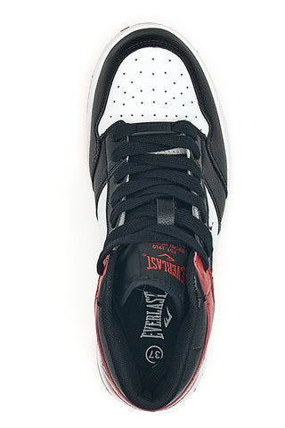 Weiße, schwarze und rote Mid-Cut-Sneaker mit Everlast 716-Schnürsenkeln
